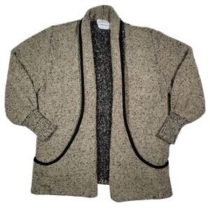 Vintage Side Effects Womens Open Front Cardigan Sweater Cozy Boucle Knit Pockets
